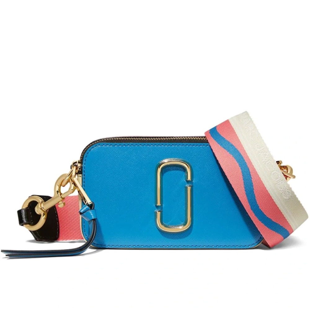 NWT Marc Jacobs Saffiano Small Snapshot Camera Bag Blue Malibu Multi
